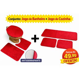 Kit 6 Tapetes Jogo de Cozinha + Jogo de Banheiro Antiderrapante Algodão Felpudo em Oferta na Shopee