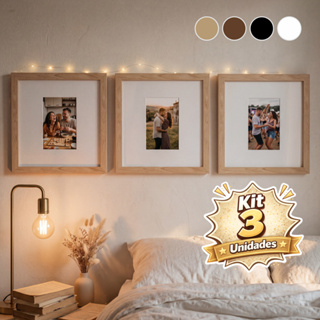 Kit 3 Quadros Decorativos Moldura Fotográfica 23x23cm Moldura com Paspatur Foto 10x15 em Oferta na Shopee