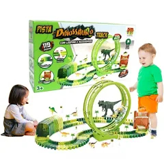 "Brinquedo Dinossauro Pista Elétrica Trilho Corrida Divertida Estimula Criatividade"