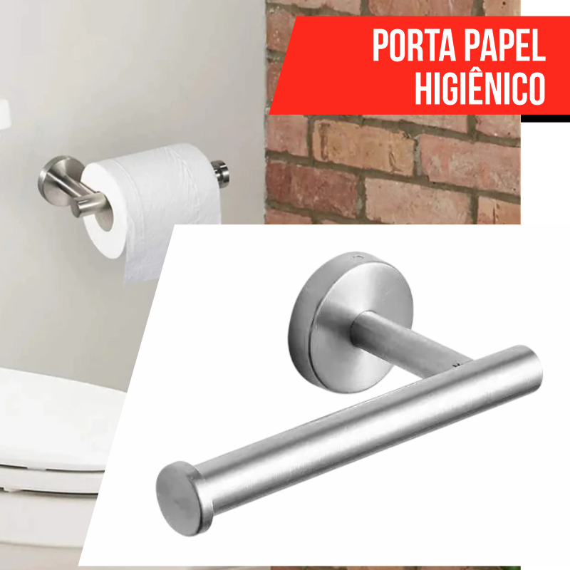 Porta Papel Higiênico Redondo Papeleira Metal Inox100% Suporte Papel Moderno