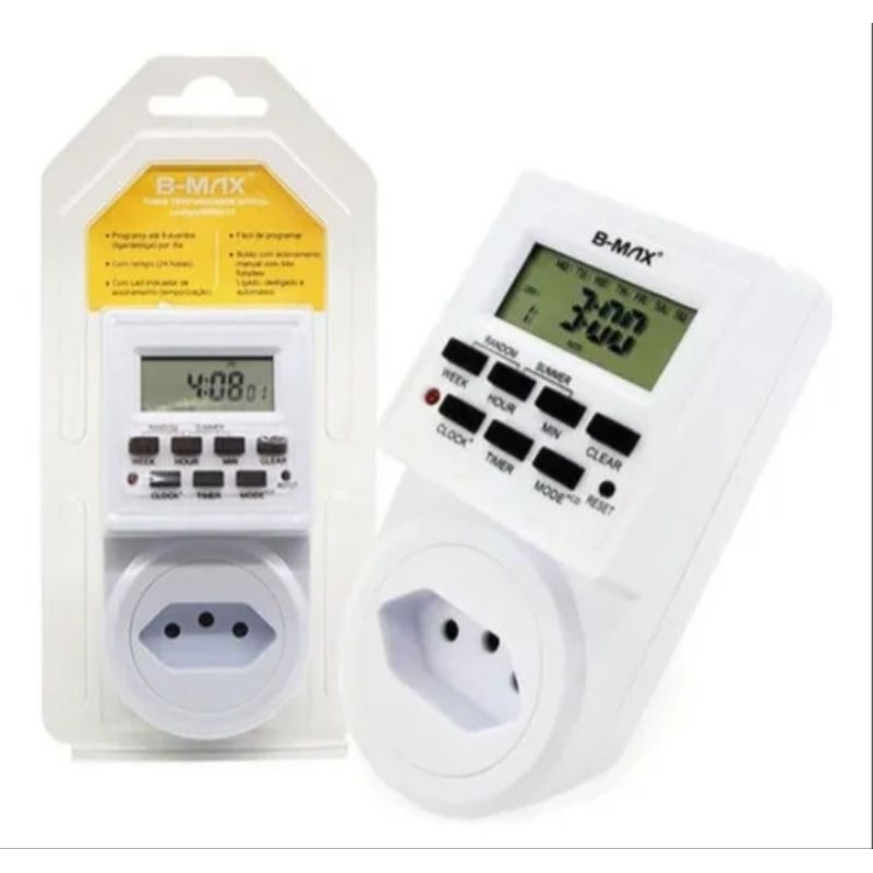 Timer Temporizador Digital B-TEK Bivolt Programável Tomada Automática Energia