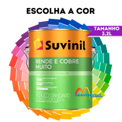 Tinta Econômica Acrílica 3,2l Parede Fosca Rende e Cobre Muito Cores Alto Rendimento Suvinil