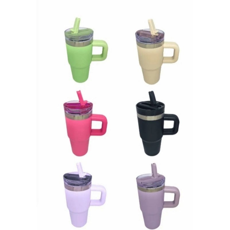 Caneca Copo Térmico Inox 420ml, Garrafa térmica com canudo com tampa antvazamento