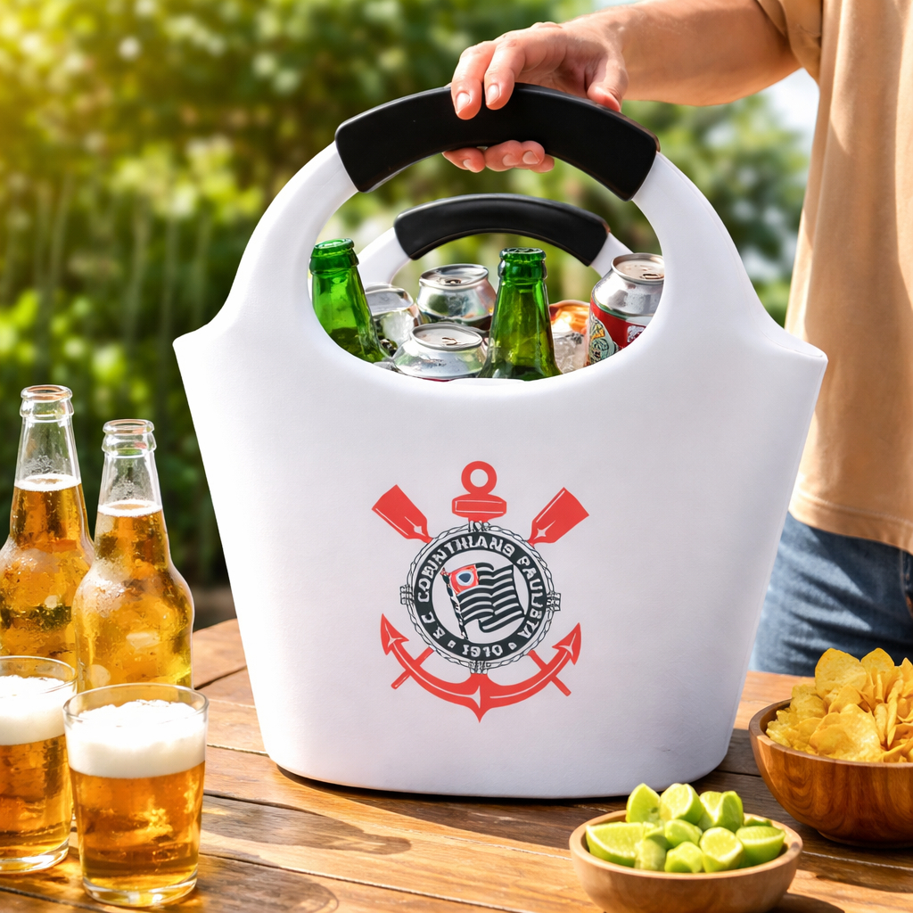 Bolsa Cooler Cerveja Balde Gelo Térmica Time Corinthians Bag Personalizada Cooler Corinthinas