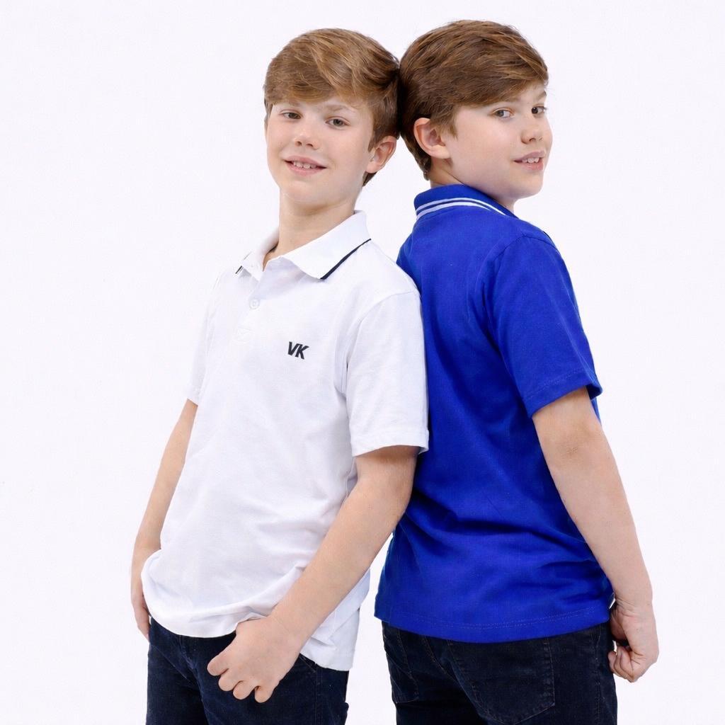 Kit 2 Camisetas Gola Polo de Menino Criança 100% Algodão Colorida Infantil a Juvenil