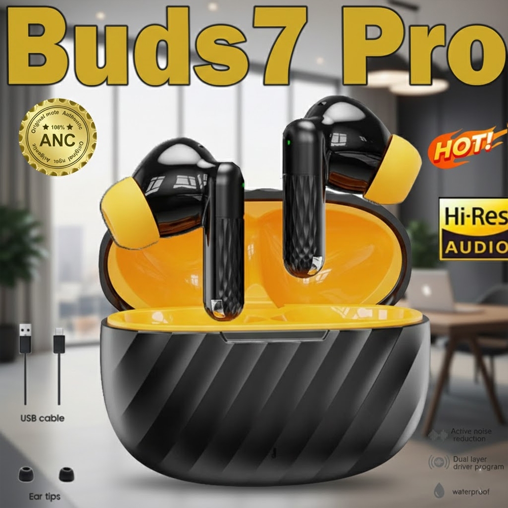 2026 Novo Fones de ouvido sem fioBluetooth Buds 7 Pro com cancelamentode ruido ANC esportes em Oferta na Shopee