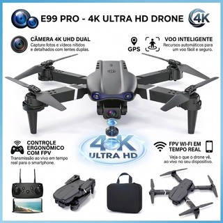 E99 Pro Drone HD Câmera Dupla WiFi FPV Profissional Controle Remoto RC Bateria Longa Duração