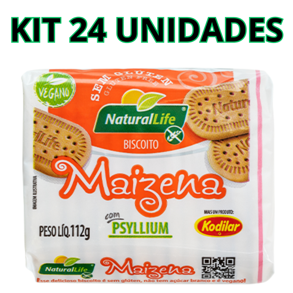 Kit 24 uni Biscoito de Maizena Vegano Sem Glúten Kodilar 112g Maisena