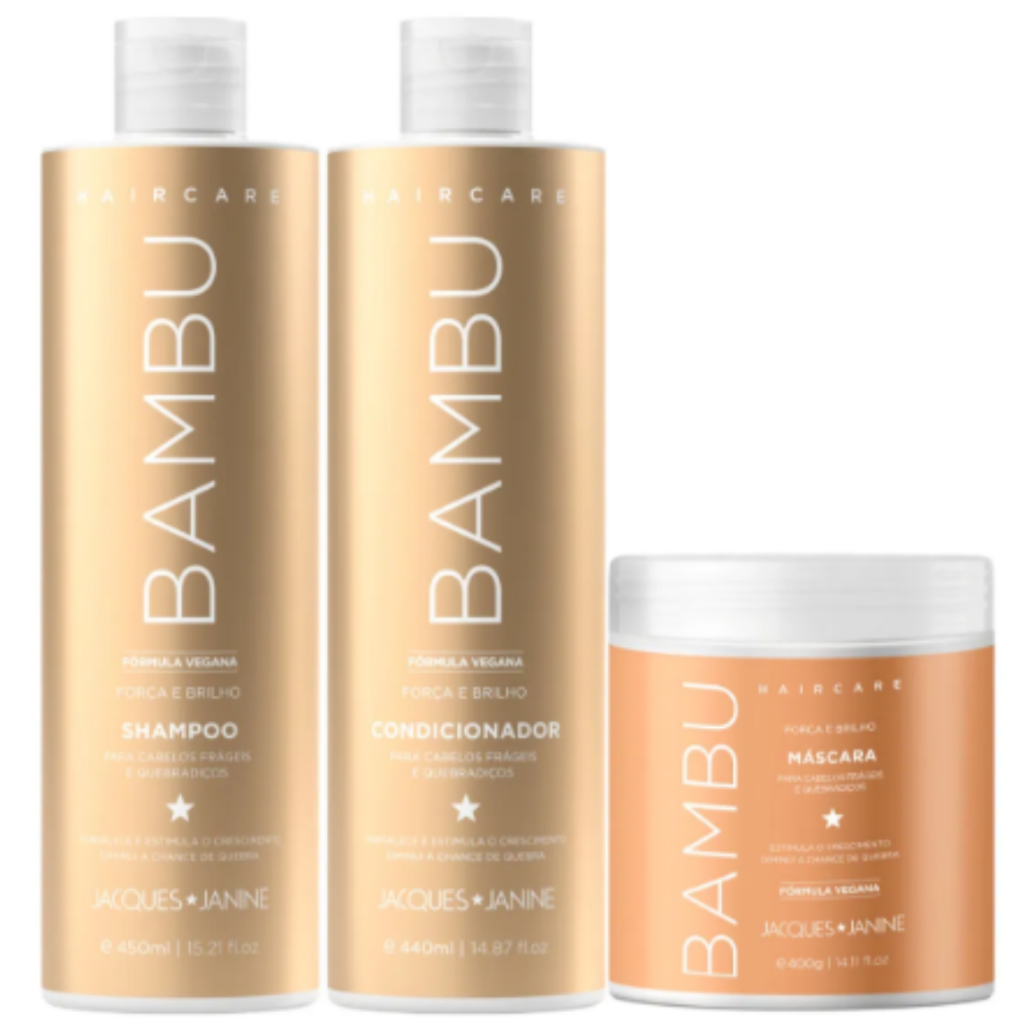 Kit Jacques Janine Bambu Profissional Shampoo 450ml + Condicionador 440ml + Máscara Tratamento 400g