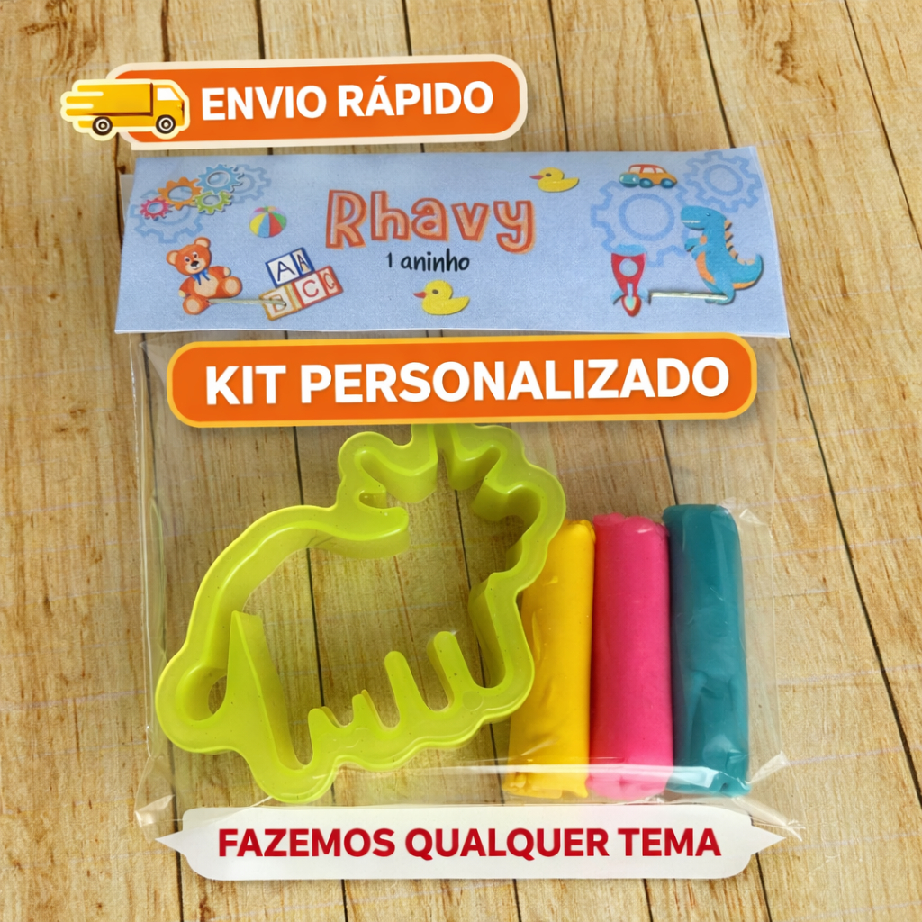 KIT  MINI Massinha Personalizada +  Moldes - Lembrancinha Festa Infantil/Aniversário (Qualquer Tema)
