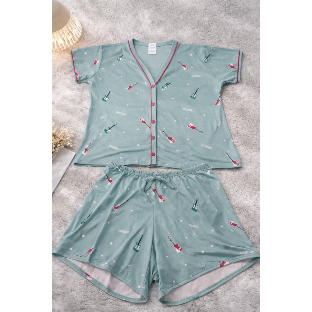 Píjama Americano Feminino Gola V Com Botões Amamentação Blogueira Malha Premium