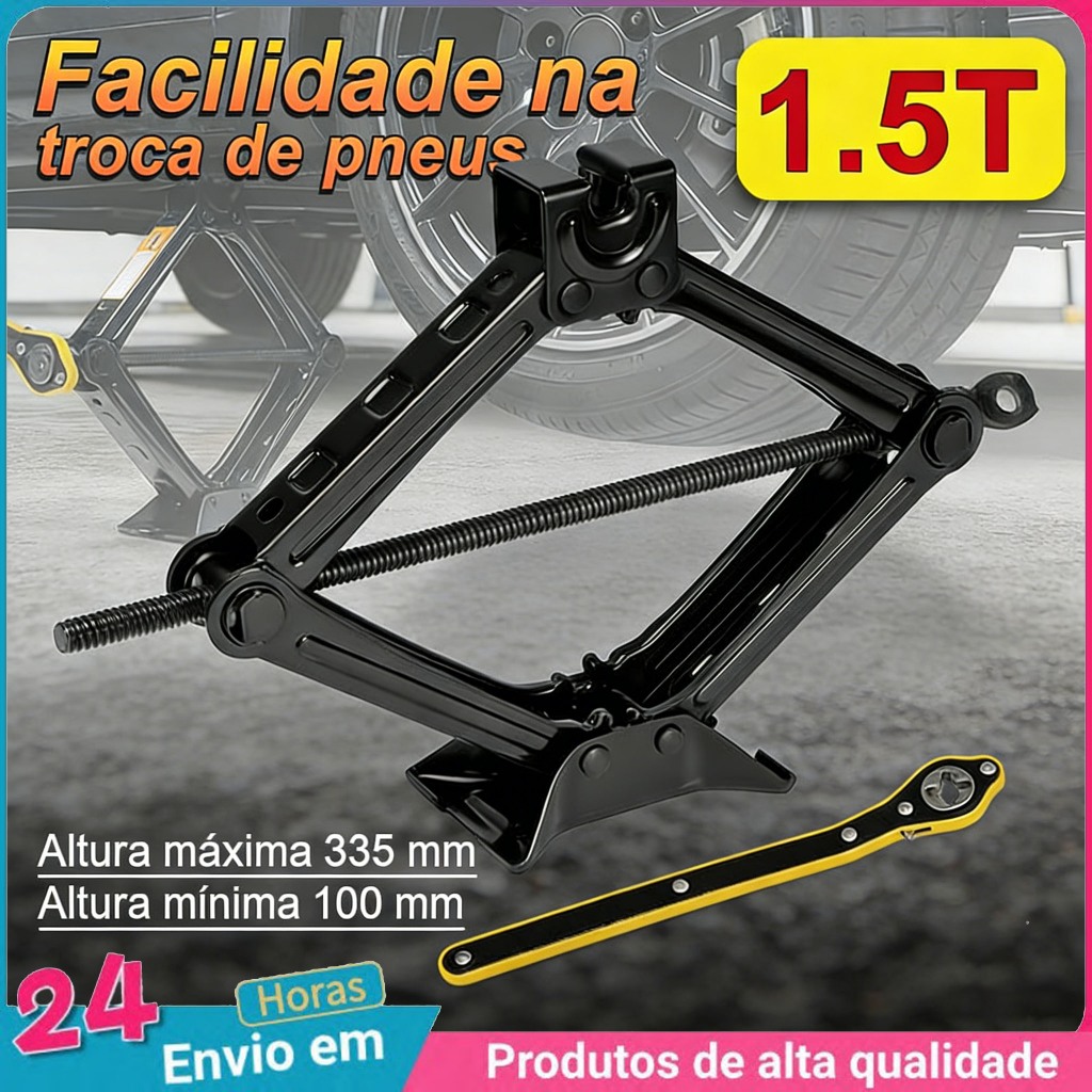 Macaco Mecânico Sanfona Universal Chave Catraca Para Carros Passeio Automotivo Aço Reforçado 1500kg em Oferta na Shopee