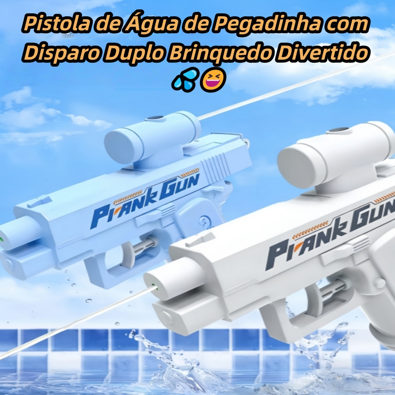 Pistola de Água Maluca – Pegadinha Dupla Direção, Azul e Branca, Jato Longo 5–8m 💦🌊 em Oferta na Shopee