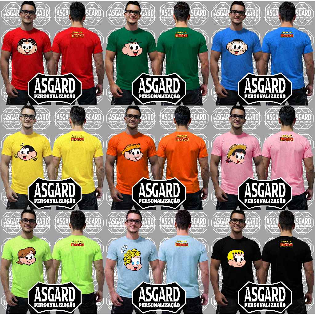 Camiseta Turma da Mônica personagens animados e divertidos em tamanho infantil e adulto