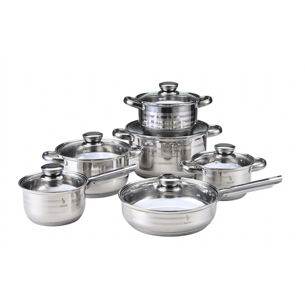 Jogo De Panelas Galya 12 Peças Inox Compatível fogão Indução e Gás em Oferta na Shopee