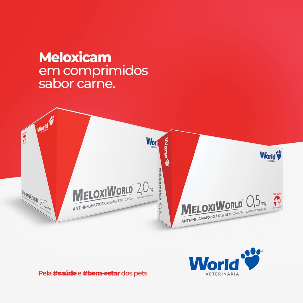 Anti-inflamatório MeloxiWorld 0,5mg para Cães e Gatos de 5kg - 10 Comprimidos