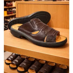 Sandalha Masculina Chinela Ortopedica Masculina Couro Palmilha a Gel na