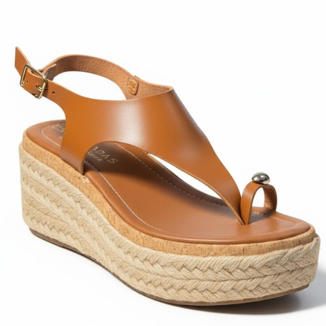 Sandália Anabela Plataforma Feminina com Fivela Caramelo Espadrille – Elegante e Confortável