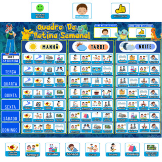 Quadro de Rotina e Tarefas Infantil Pokémon Educativo Para Incentivar Responsabilidade e Foco em Oferta na Shopee