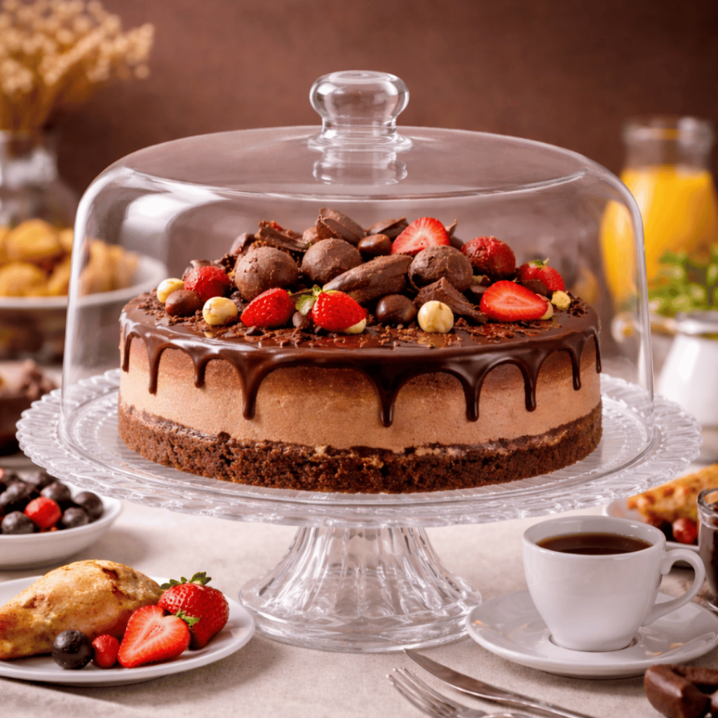 Boleira de Vidro com Pé e Tampa Acrílica Ruvolo Porta Bolo Elegante para Mesa Posta e Sobremesas em Oferta na Shopee