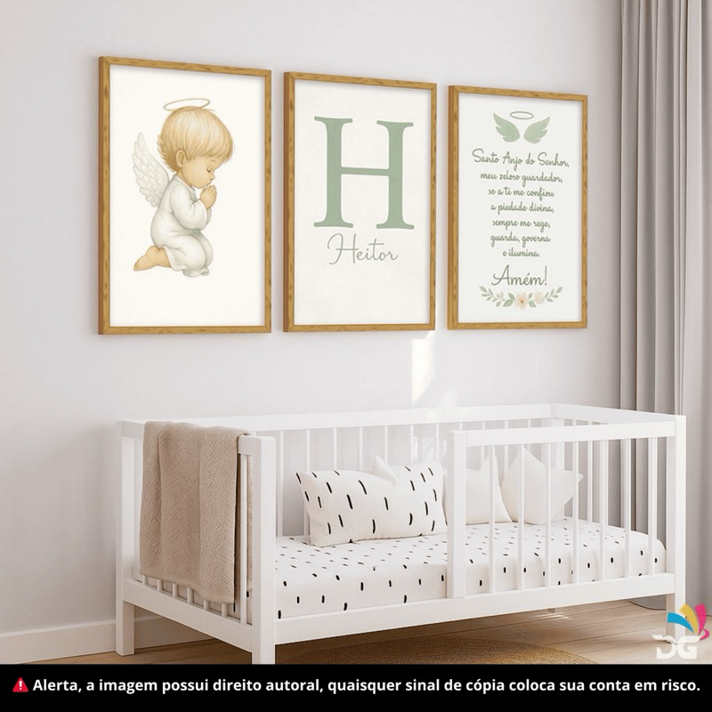 Quadro Decorativo Oração Santo Anjo * Letra e Nome * Personalizados decoração quarto bebê infantil em Oferta na Shopee