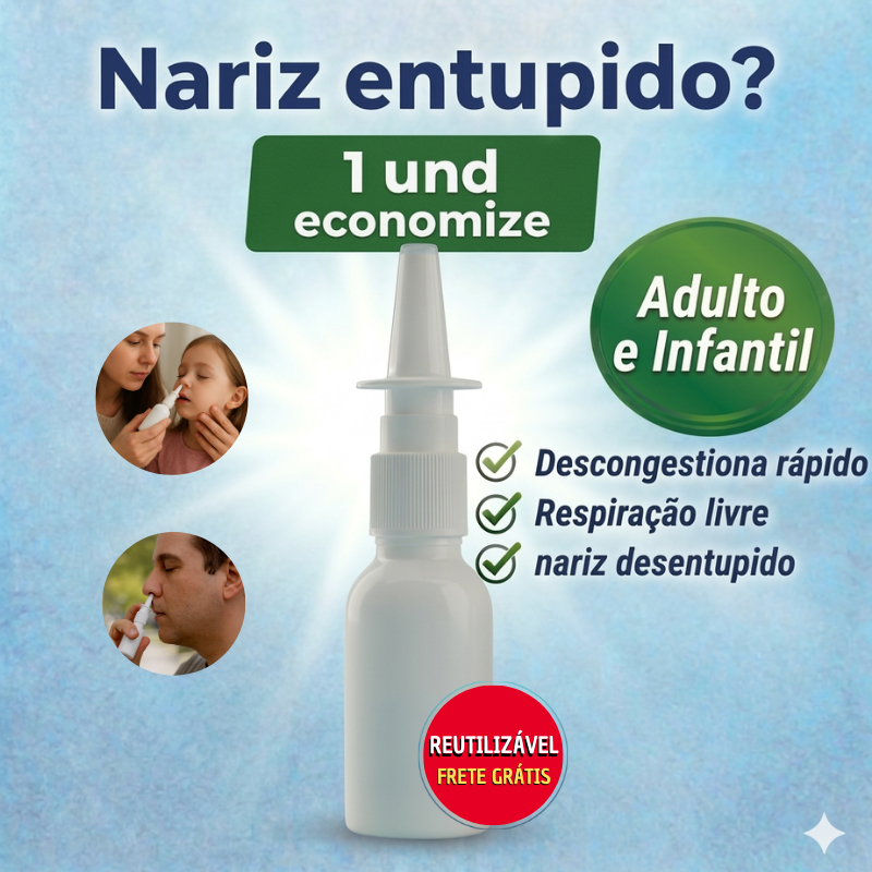 Spray Nasal Reutilizável Nariz Entupido Adulto Infantil Rinite Sinusite Limpeza Nasal 1Und