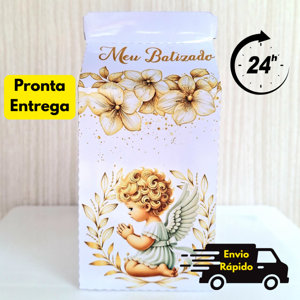 Kit Caixinha Milk  Batizado  Lembrancinha Personalizada  Festa Aniversáio PEGUE E MONTE