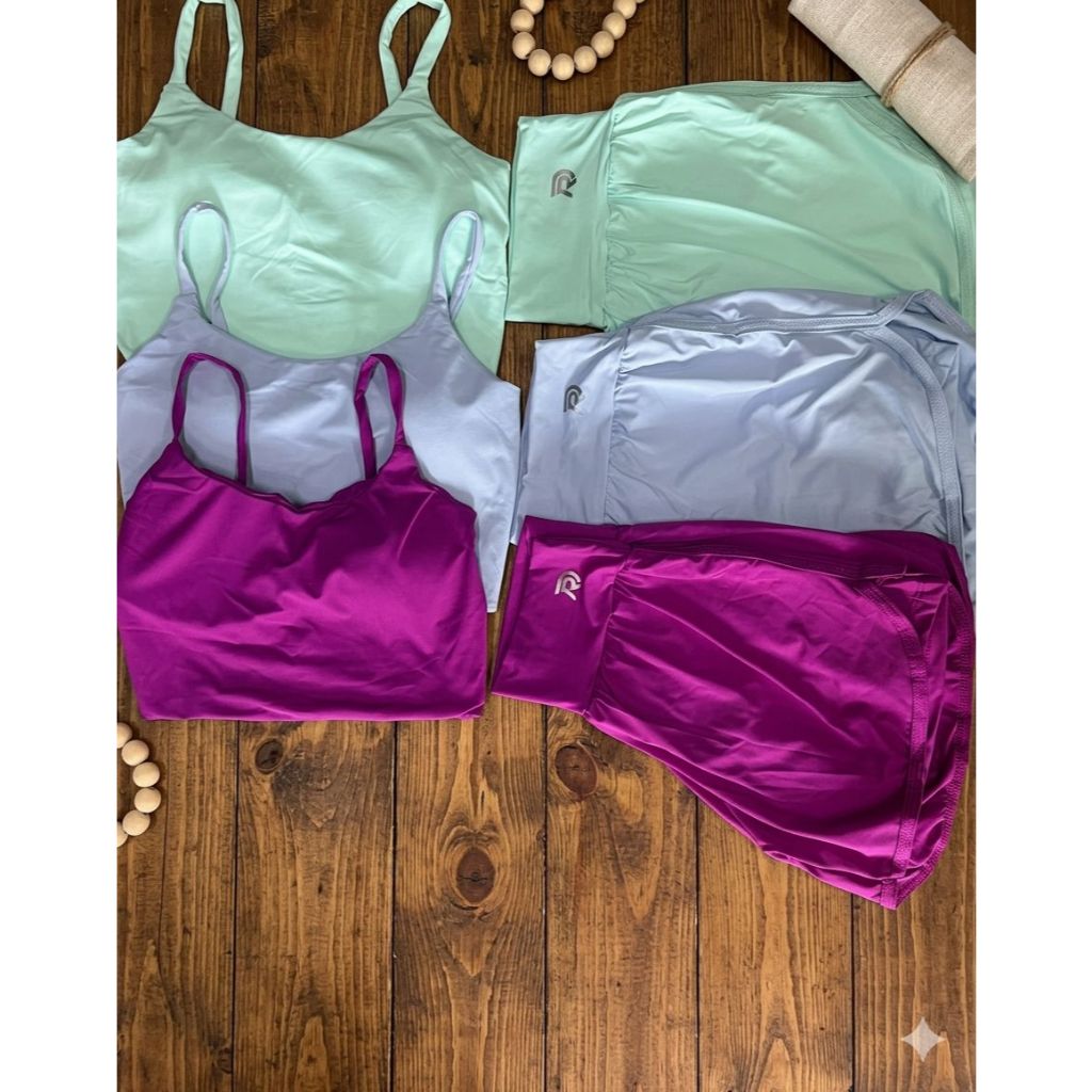 Conjunto short com forro duplo Top bojo removivel Poliamida Malha fria fitness academia Rota D´Agua