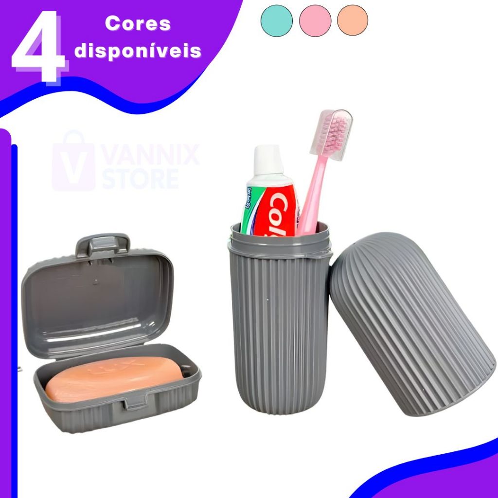 Saboneteira e Porta Escova Concept – Suporte para Pasta de Dente e Organizador de Banheiro
