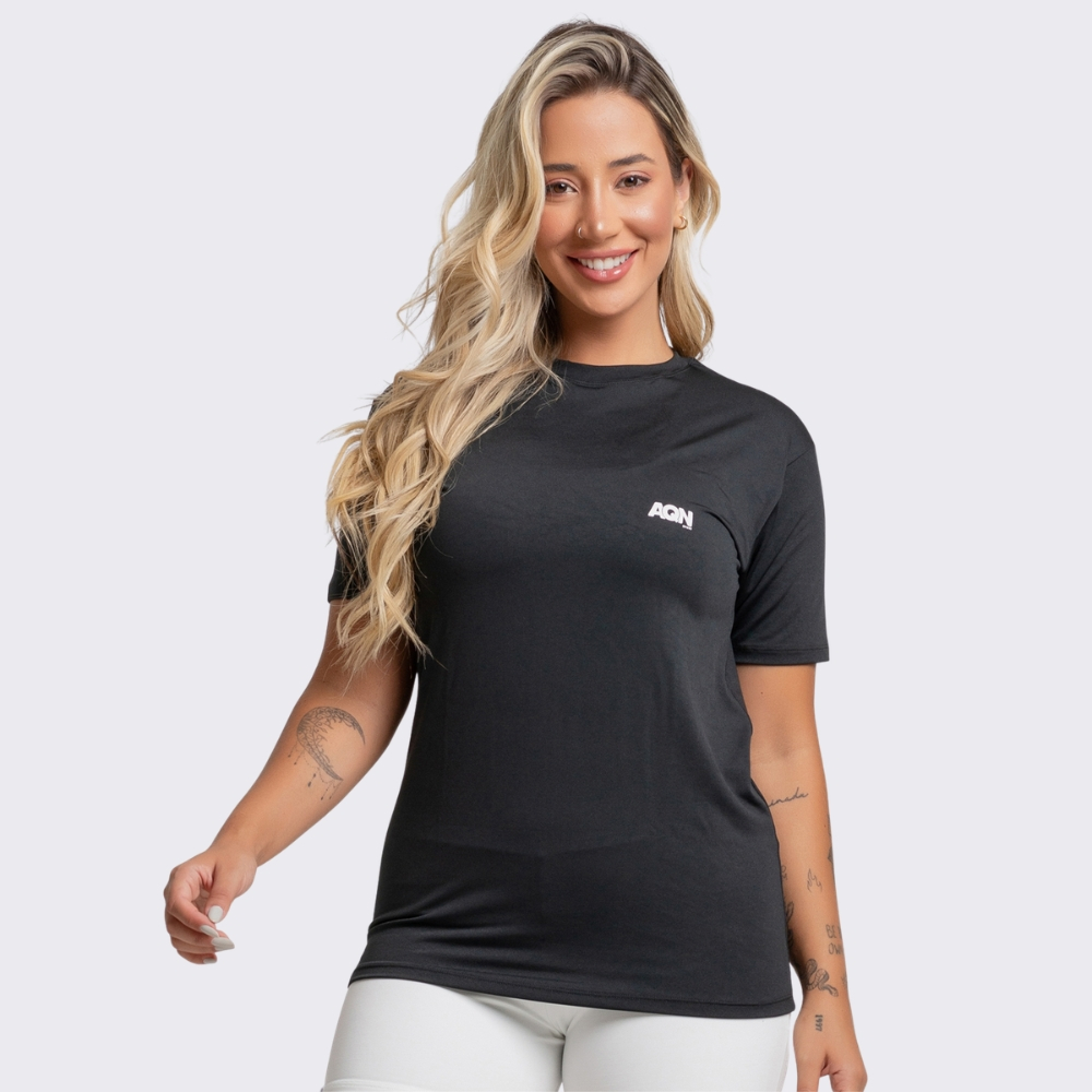 Imagem Blusa Básica Feminina Preta Branca Marinho Cinza Fitness Casual Academia Esportiva Termica AQN SPORT