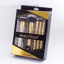 Kit Pincéis de Maquiagem Macrilan Gold Premium – 7 Peças Profissionais com Estojo Luxo