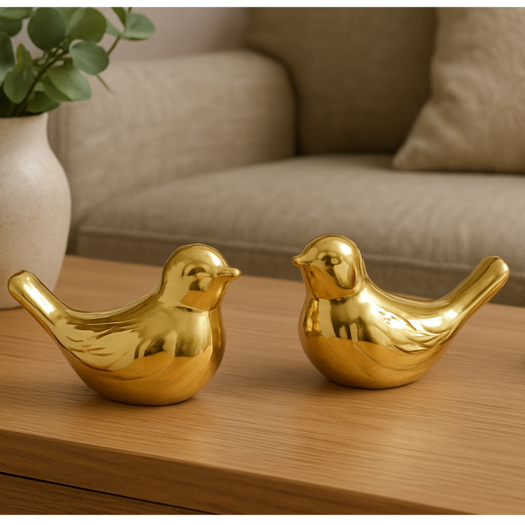 Enfeite Casal de Passarinhos Decorativo Pequeno Dourado Rose Prata Decoração Rack Sala Aparador em Oferta na Shopee