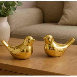 Enfeite Casal de Passarinhos Decorativo Pequeno Dourado Rose Prata Decoração Rack Sala Aparador em Oferta na Shopee