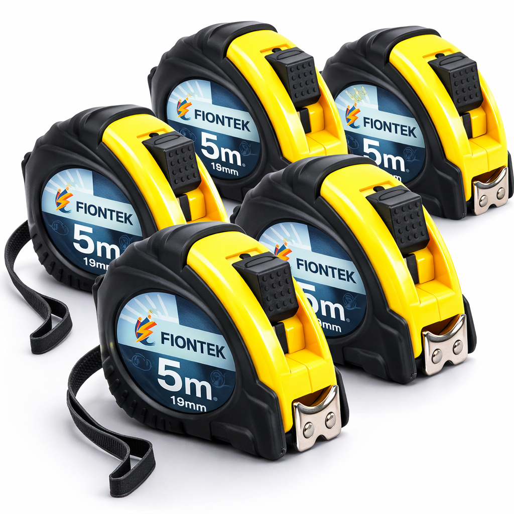 Kit com 1, 3 e 5 Unidades Trena De Aço Emborrachada Profissional - Com 5 Metros Fiontek