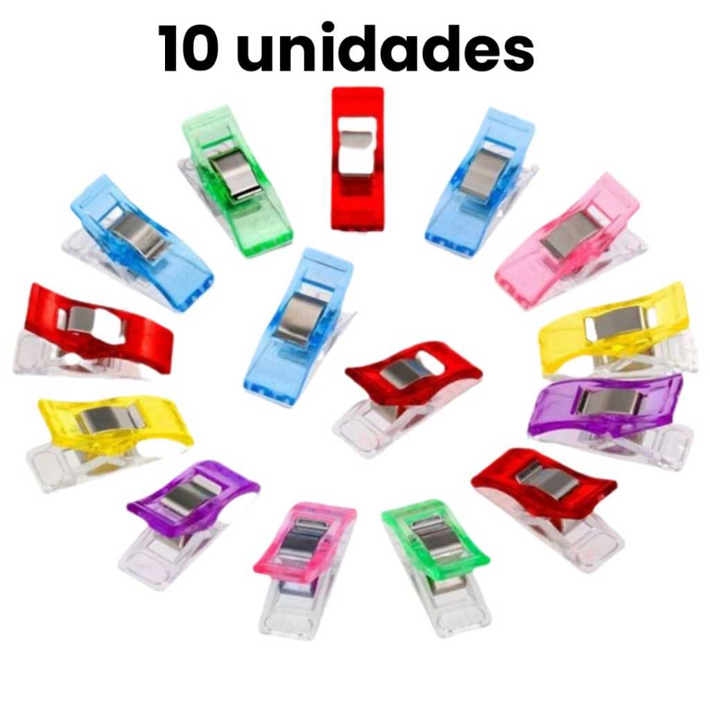 10 Clips Pregador Ou Grampo Para Costura Alinhavar Patchwork - Colorido em Oferta na Shopee