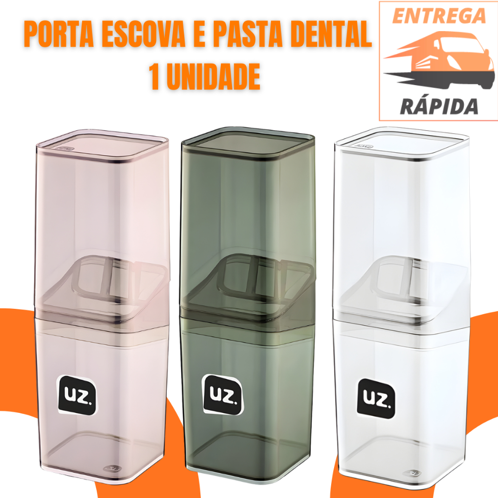 Porta Escova e Creme Dental Com Tampa De Banheiro Lavabo Luxo Plastico Acrílico Diversas Cores - UZ em Oferta na Shopee