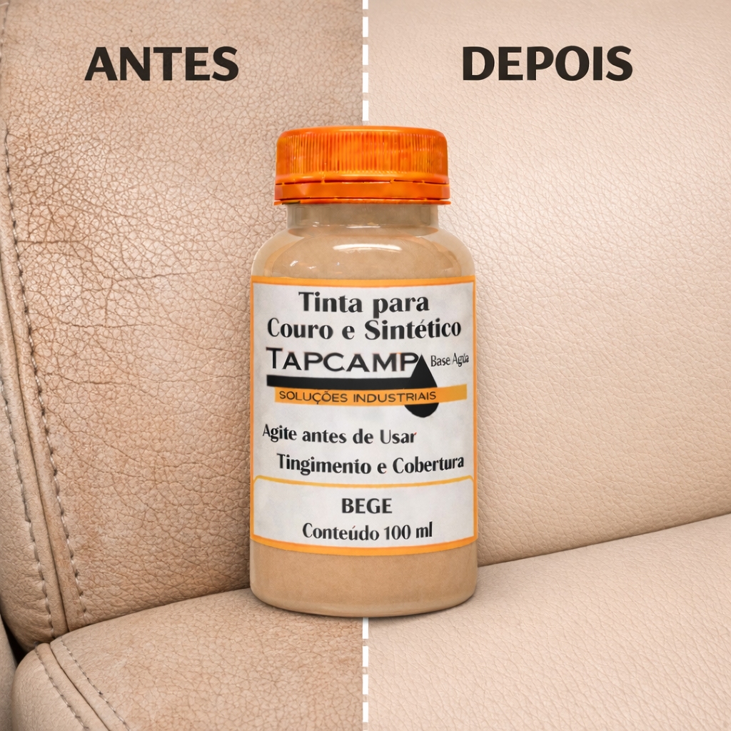 Tinta P/ Couro Bege Restaurar Banco Carro Sofá Napa 100ml