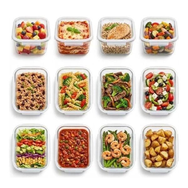 Conjunto Potes Vidro Hermético Mantimentos Marmita 640ml