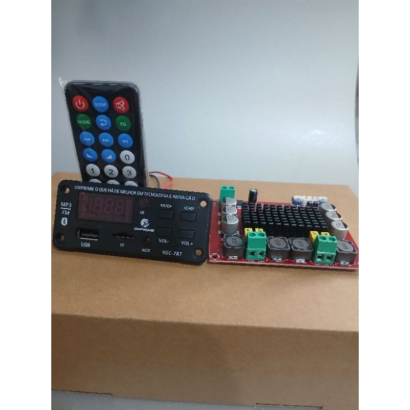 Placa MP3 Bluetooth + Placa Amplificadora 240W – Kit Completo com Controle Remoto USB/TF/FM/AUX