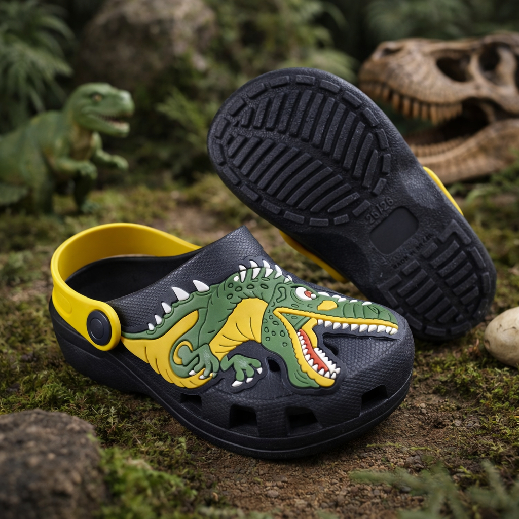 Sandália Chinelo Premium Infantil Menino Dinossauro T-Rex Antiderrapante Confortável Macio Promoção