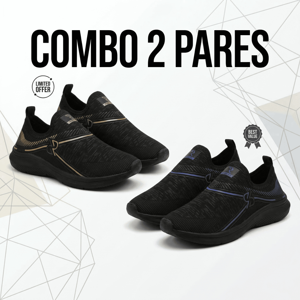 Combo 2 Pares Tênis Casual Slip On Adulto – Leveza, Conforto e Estilo para Uso Diário