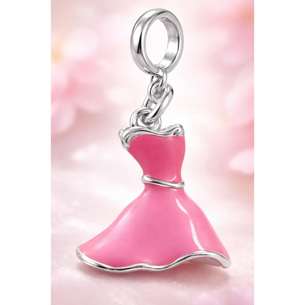 Berloque Charm Vestido Aurora Princesa Banhado a Prata
