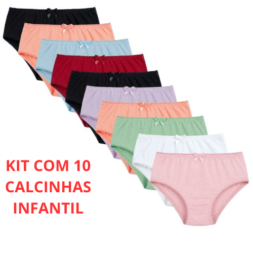 Kit Calcinhas Feminina 100% Algodao Infantil Calcinha Infanto Meninas Calcinha Criança Lisas com Lacinho em Oferta na Shopee