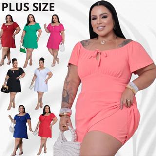 Vestido Macaquinho Manga Curta Elegante Casual Feminino Plus Size Duna Elastex Nas Costas Ciganinha em Oferta na Shopee