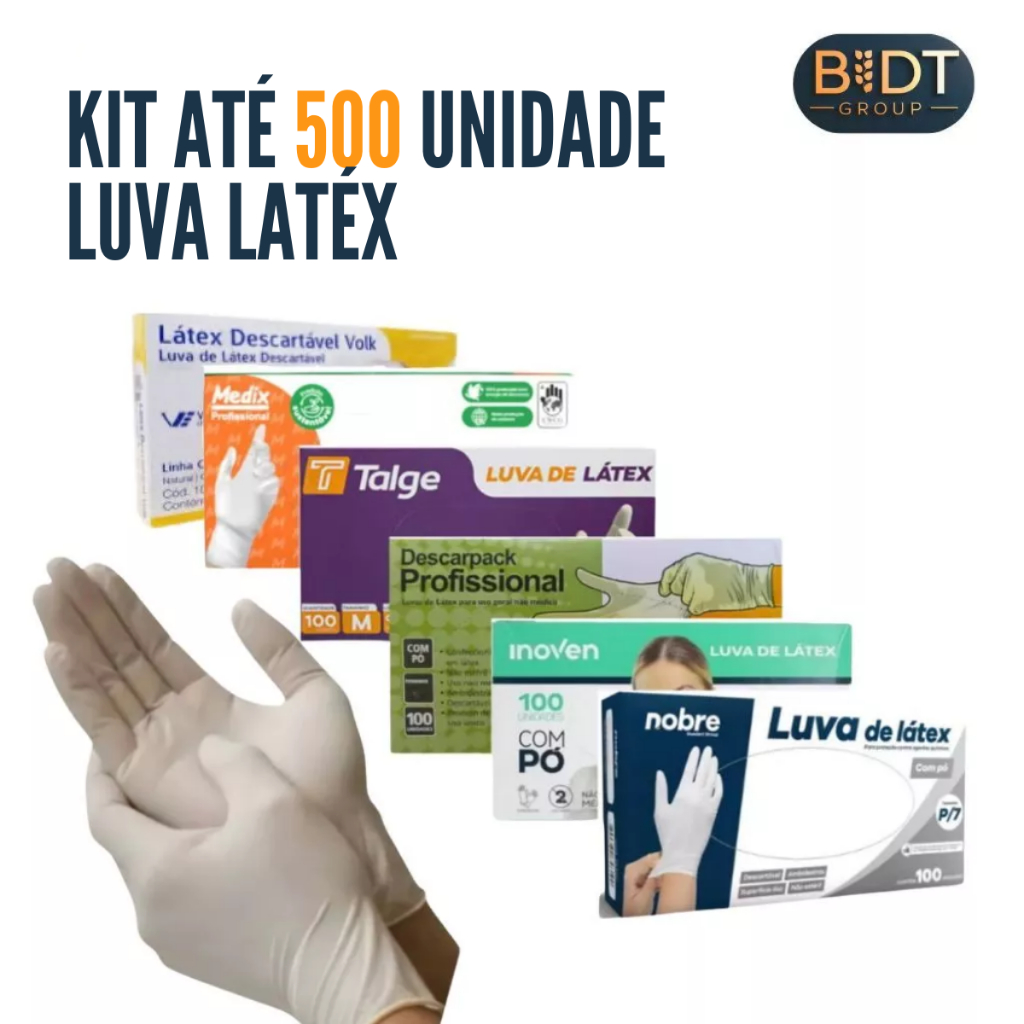 Kit até 5 Caixas de Luvas de Latéx Com Pó Descartável Profissional Tamanho PP, P, M e G Resistente em Oferta na Shopee