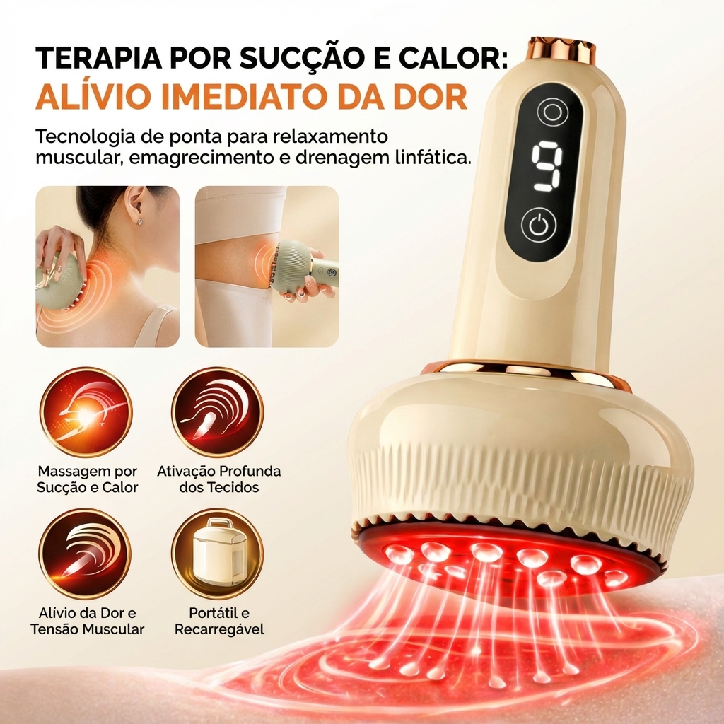 Massageador Radiofrequência e Drenagem Linfática Anticelulite com 7 Níveis de Aquecimento