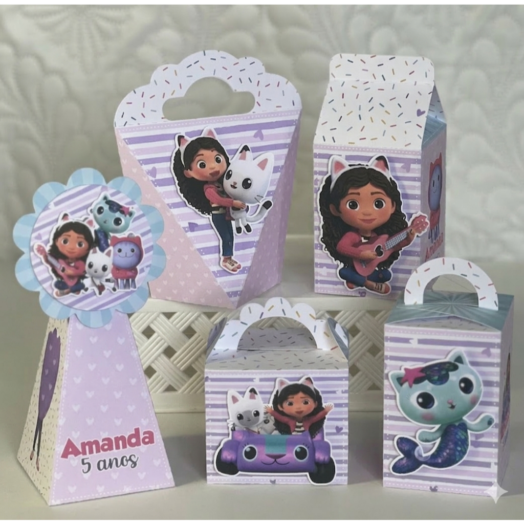 Kit Caixas Casa Mágica da Gabby - Personalizados - Festa Infantil - Lembrancinha de Festa - Aniversário
