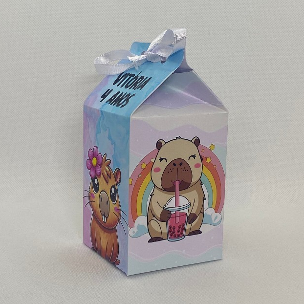 Caixinha Milk Capivara Personalizada com Nome Idade Lembrancinha Festa Infantil Aniversário