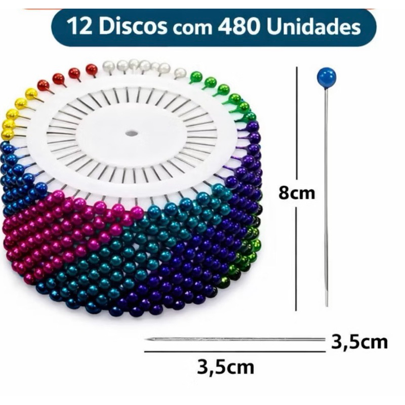 ALFINETE DISCO COLORIDO -480 UNIDADES