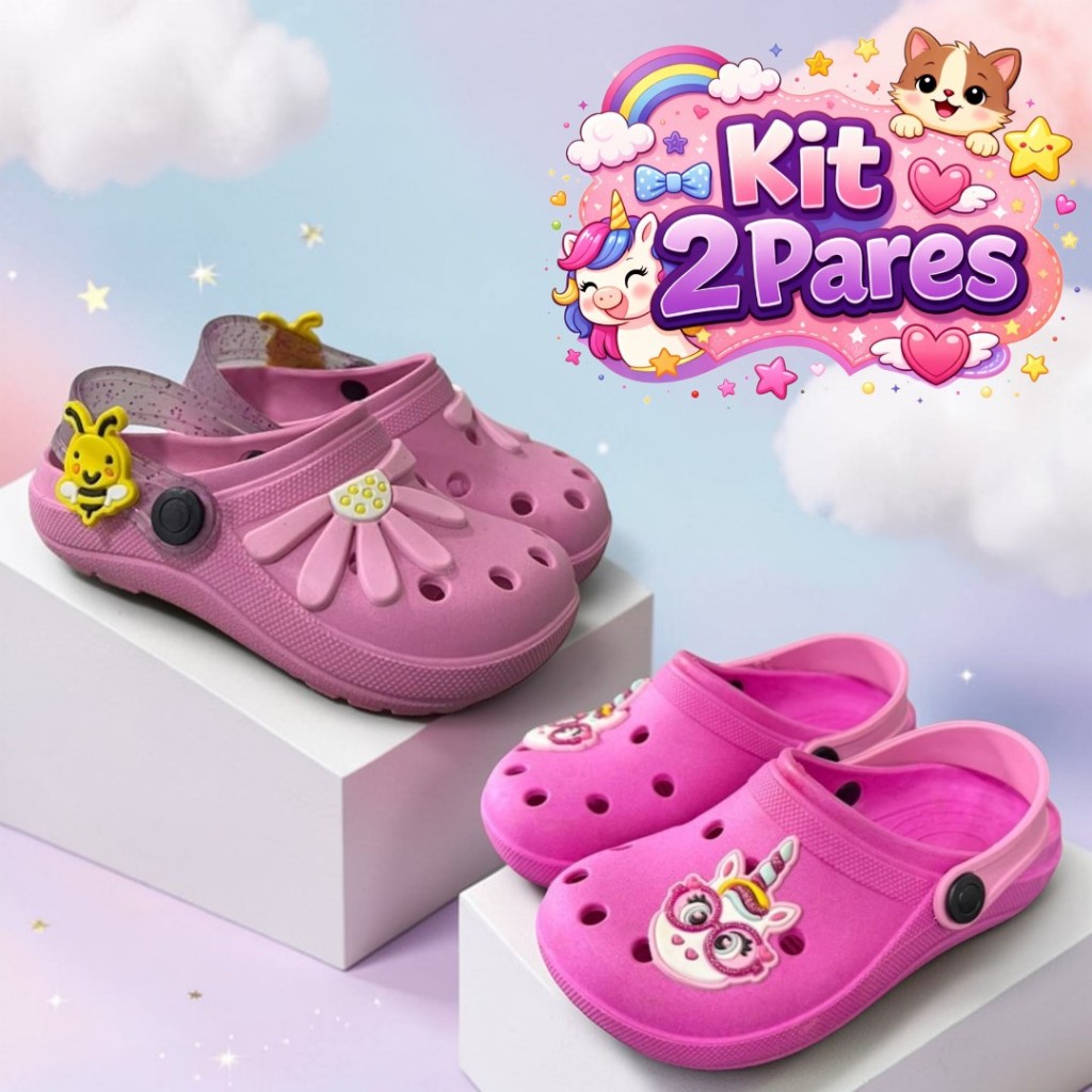 Kit 2 Pares e Avulso Babuche Infantil Menina Confortável e Delicado Diversos